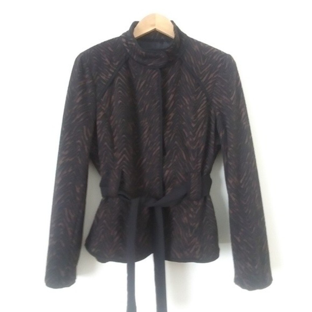Sandro Sportswear Animal Print Belted Knit Jacket